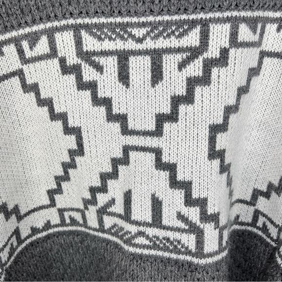 LARGE KATE COLLECTION GREY WHITE GEOMETRIC PRINT CARDIGAN SWEATER KNIT - Picture 8 of 10